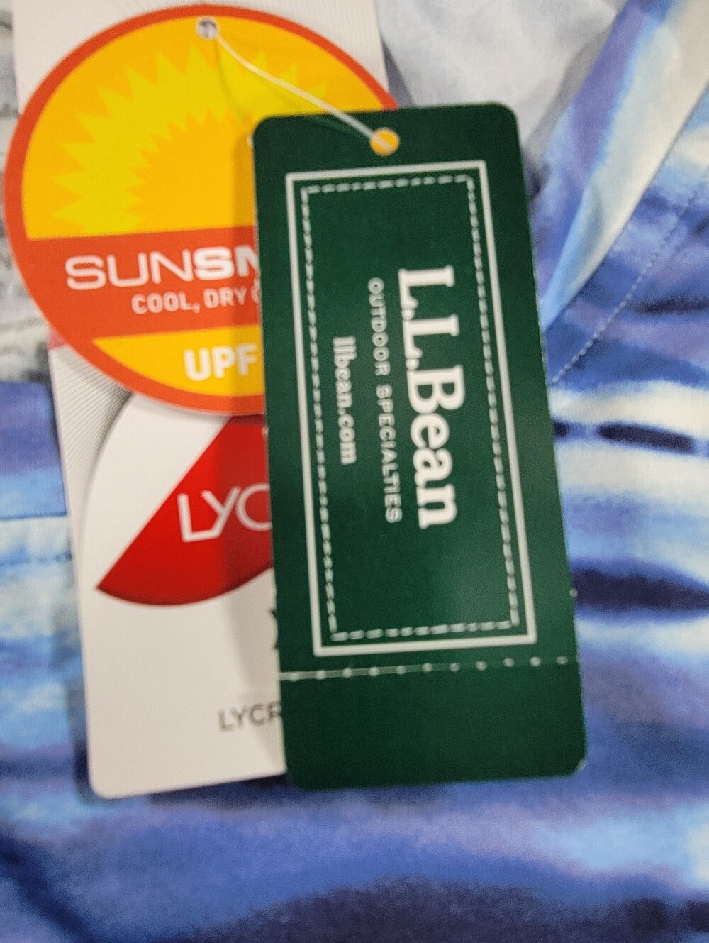 NWT L.L. Bean SunSmart UPF 50+ Performance Womens Medium Blue White Tie Dye NEW - Picture 3 of 10